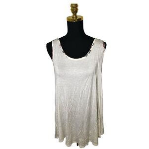 Zenobia Cream and Floral Women's Tank Top Size 3XL